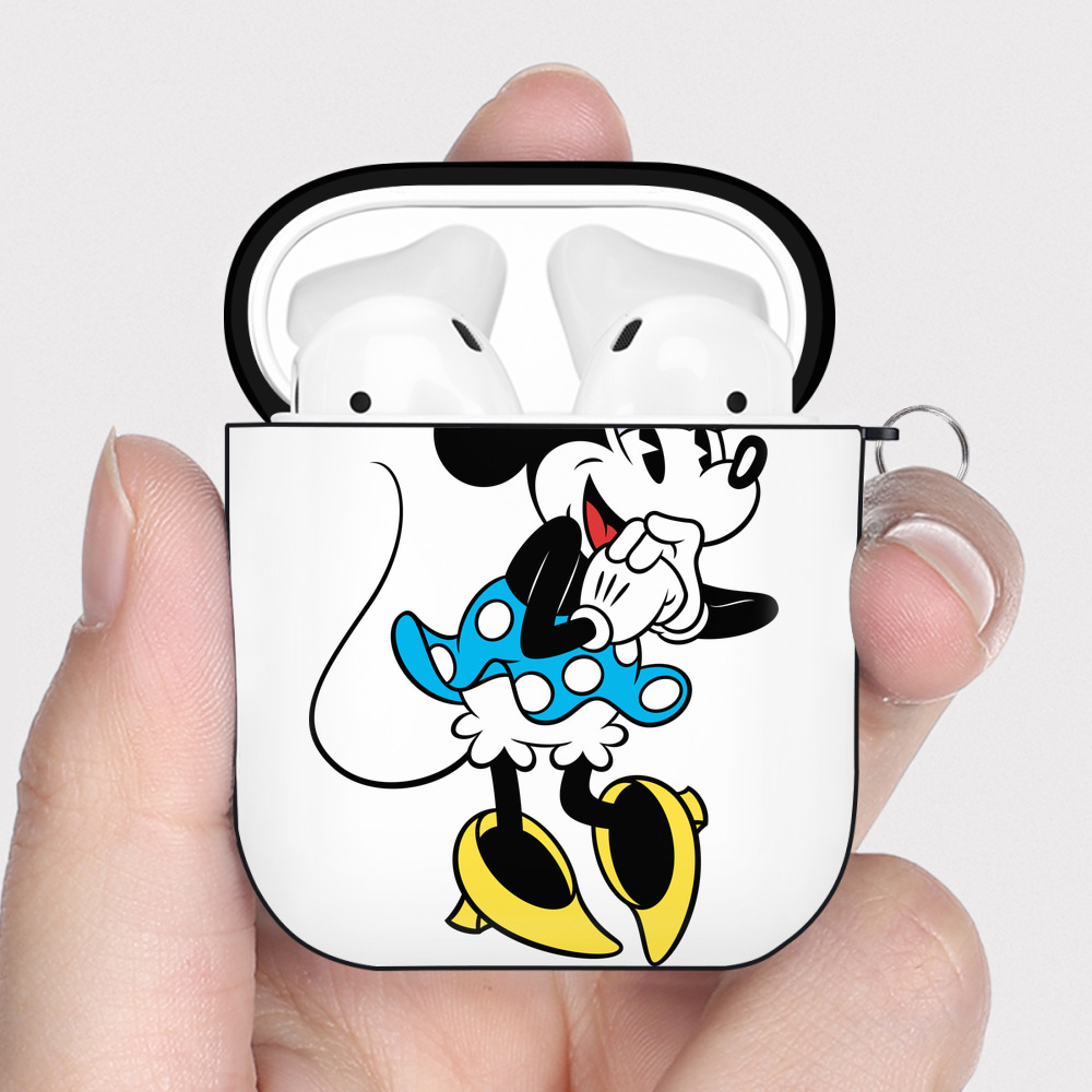 （画像用） ミッキーマウス Mickey Mouse AirPods 第2世代保護ケース ハードシェル ブラック 耐衝撃・防指紋・カラビナ付き