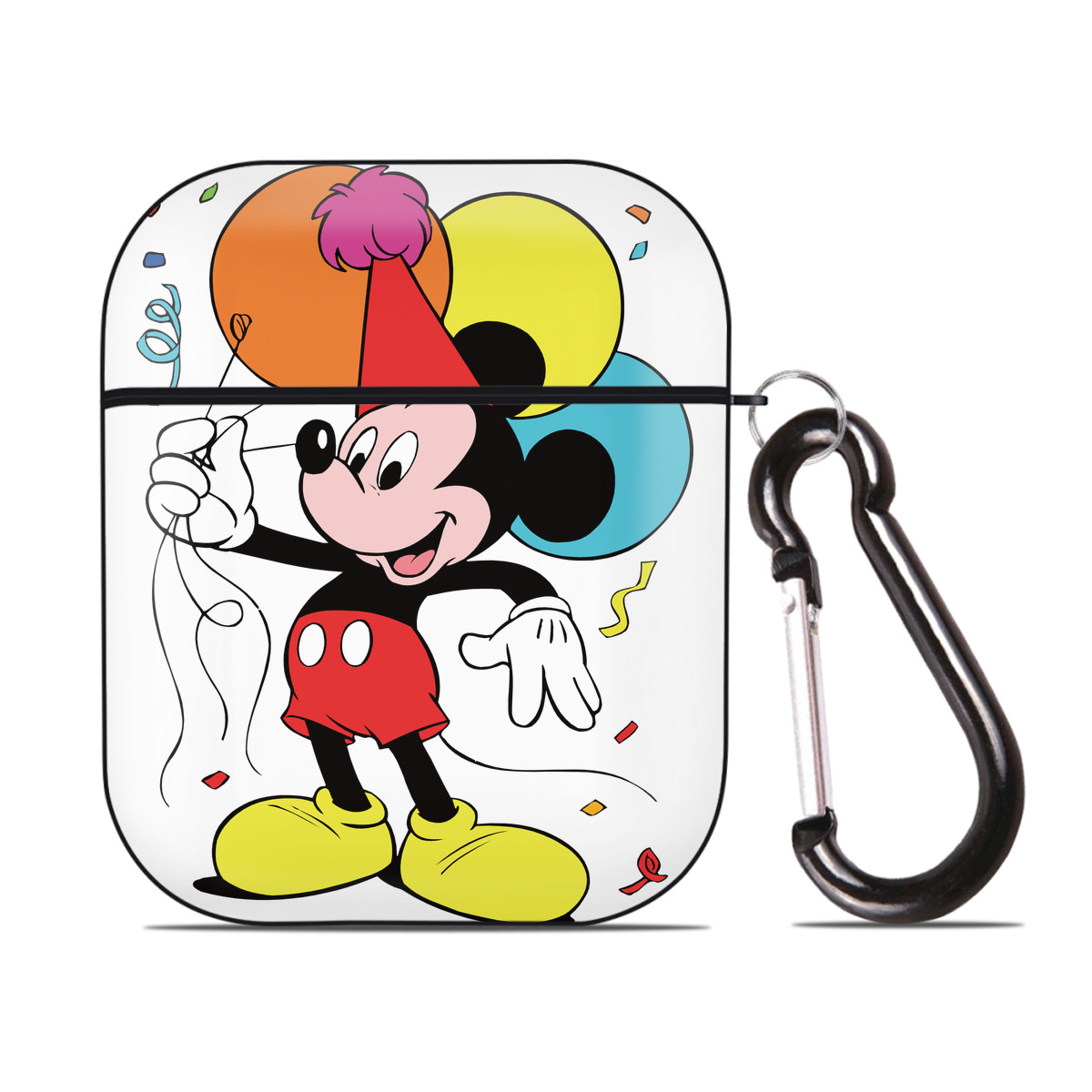 （画像用） ミッキーマウス Mickey Mouse AirPods 第2世代保護ケース ハードシェル ブラック 耐衝撃・防指紋・カラビナ付き