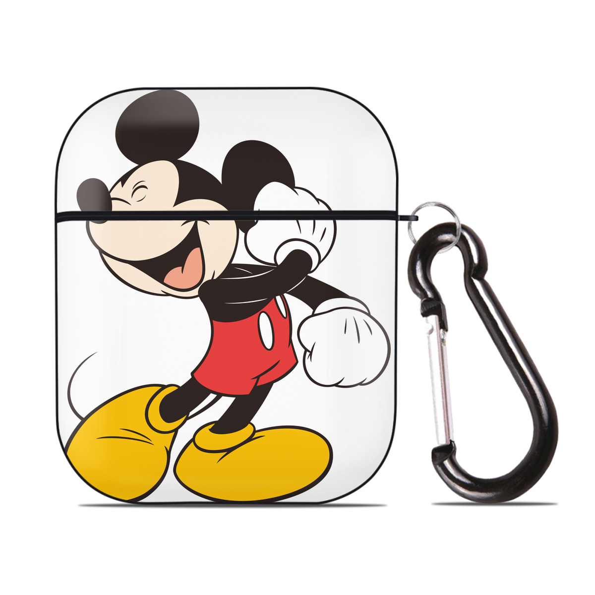 （画像用） ミッキーマウス Mickey Mouse AirPods 第2世代保護ケース ハードシェル ブラック 耐衝撃・防指紋・カラビナ付き