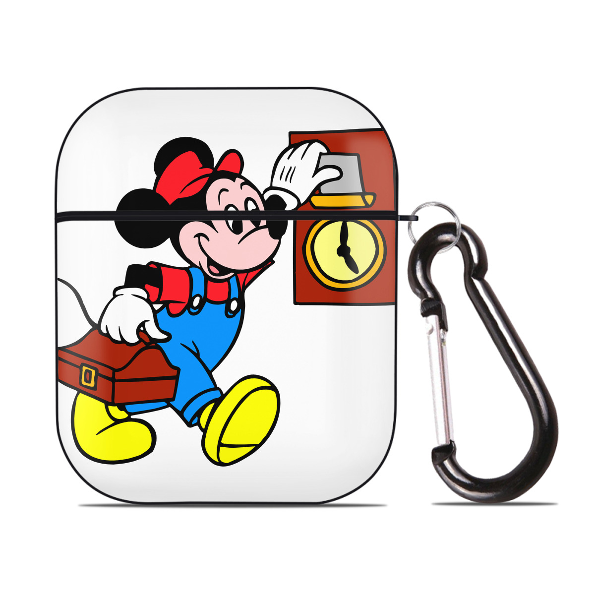 （画像用） ミッキーマウス Mickey Mouse AirPods 第2世代保護ケース ハードシェル ブラック 耐衝撃・防指紋・カラビナ付き