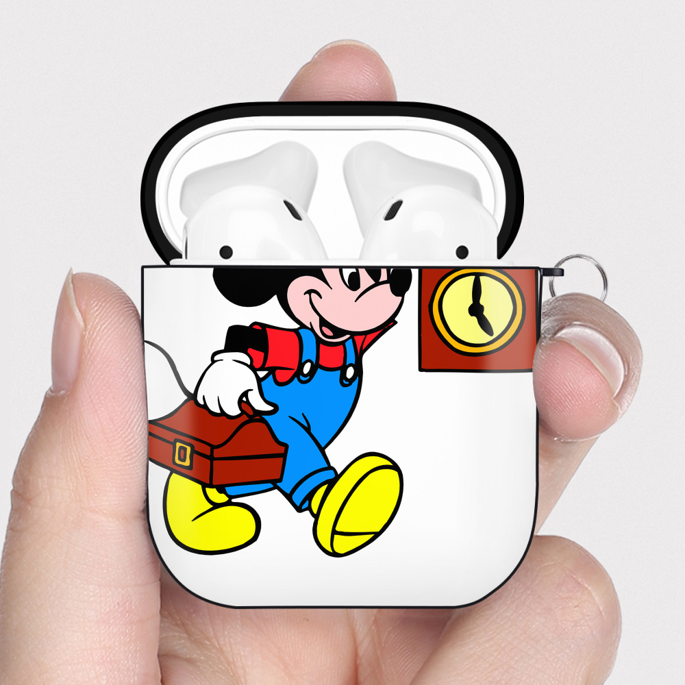 （画像用） ミッキーマウス Mickey Mouse AirPods 第2世代保護ケース ハードシェル ブラック 耐衝撃・防指紋・カラビナ付き
