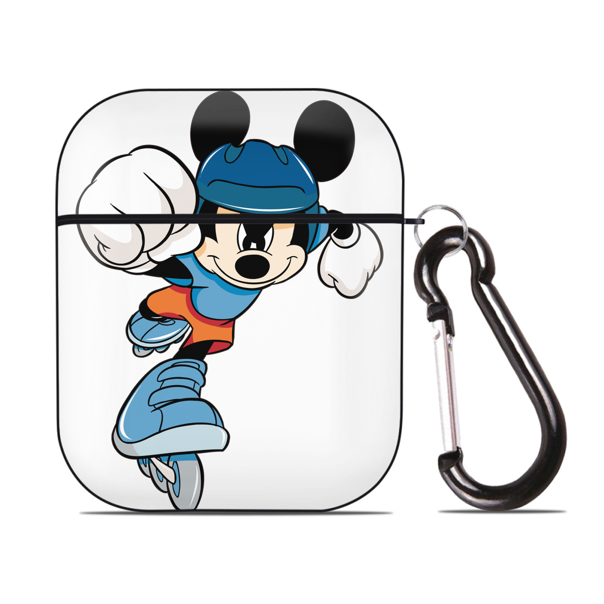 （画像用） ミッキーマウス Mickey Mouse AirPods 第2世代保護ケース ハードシェル ブラック 耐衝撃・防指紋・カラビナ付き