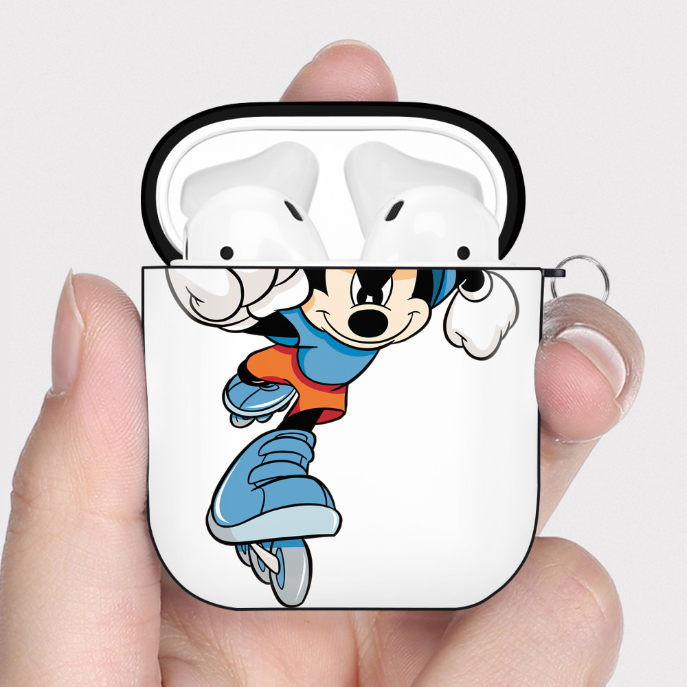 （画像用） ミッキーマウス Mickey Mouse AirPods 第2世代保護ケース ハードシェル ブラック 耐衝撃・防指紋・カラビナ付き