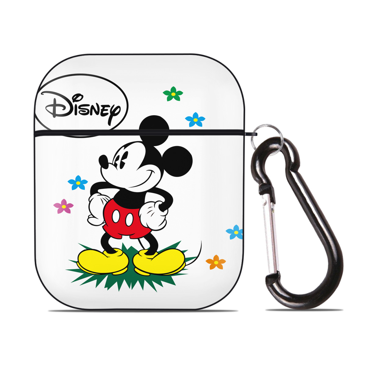 （画像用） ミッキーマウス Mickey Mouse AirPods 第2世代保護ケース ハードシェル ブラック 耐衝撃・防指紋・カラビナ付き
