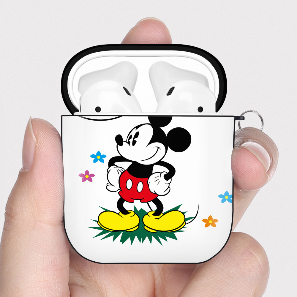 （画像用） ミッキーマウス Mickey Mouse AirPods 第2世代保護ケース ハードシェル ブラック 耐衝撃・防指紋・カラビナ付き