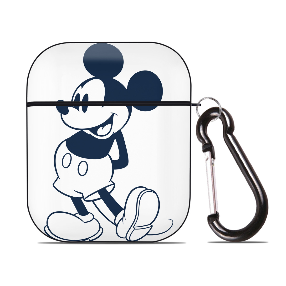 （画像用） ミッキーマウス Mickey Mouse AirPods 第2世代保護ケース ハードシェル ブラック 耐衝撃・防指紋・カラビナ付き