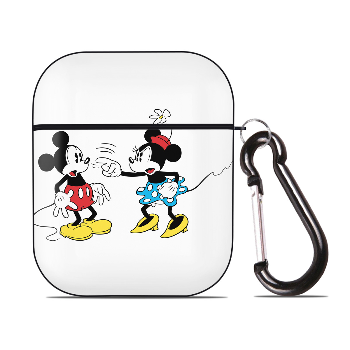 （画像用） ミッキーマウス Mickey Mouse AirPods 第2世代保護ケース ハードシェル ブラック 耐衝撃・防指紋・カラビナ付き
