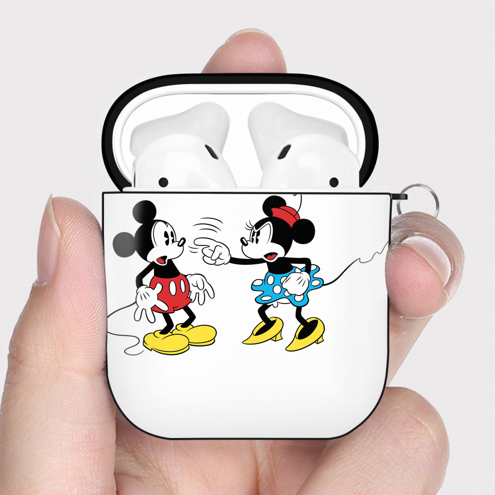 （画像用） ミッキーマウス Mickey Mouse AirPods 第2世代保護ケース ハードシェル ブラック 耐衝撃・防指紋・カラビナ付き