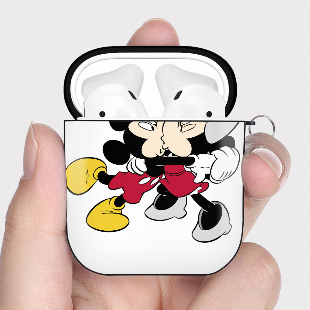 （画像用） ミッキーマウス Mickey Mouse AirPods 第2世代保護ケース ハードシェル ブラック 耐衝撃・防指紋・カラビナ付き