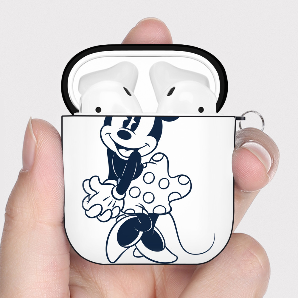（画像用） ミッキーマウス Mickey Mouse AirPods 第2世代保護ケース ハードシェル ブラック 耐衝撃・防指紋・カラビナ付き