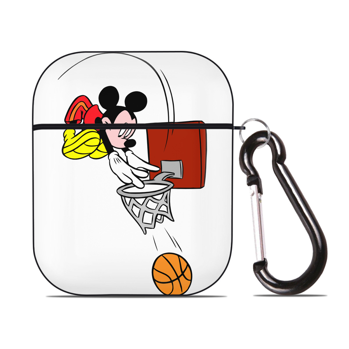 （画像用） ミッキーマウス Mickey Mouse AirPods 第2世代保護ケース ハードシェル ブラック 耐衝撃・防指紋・カラビナ付き