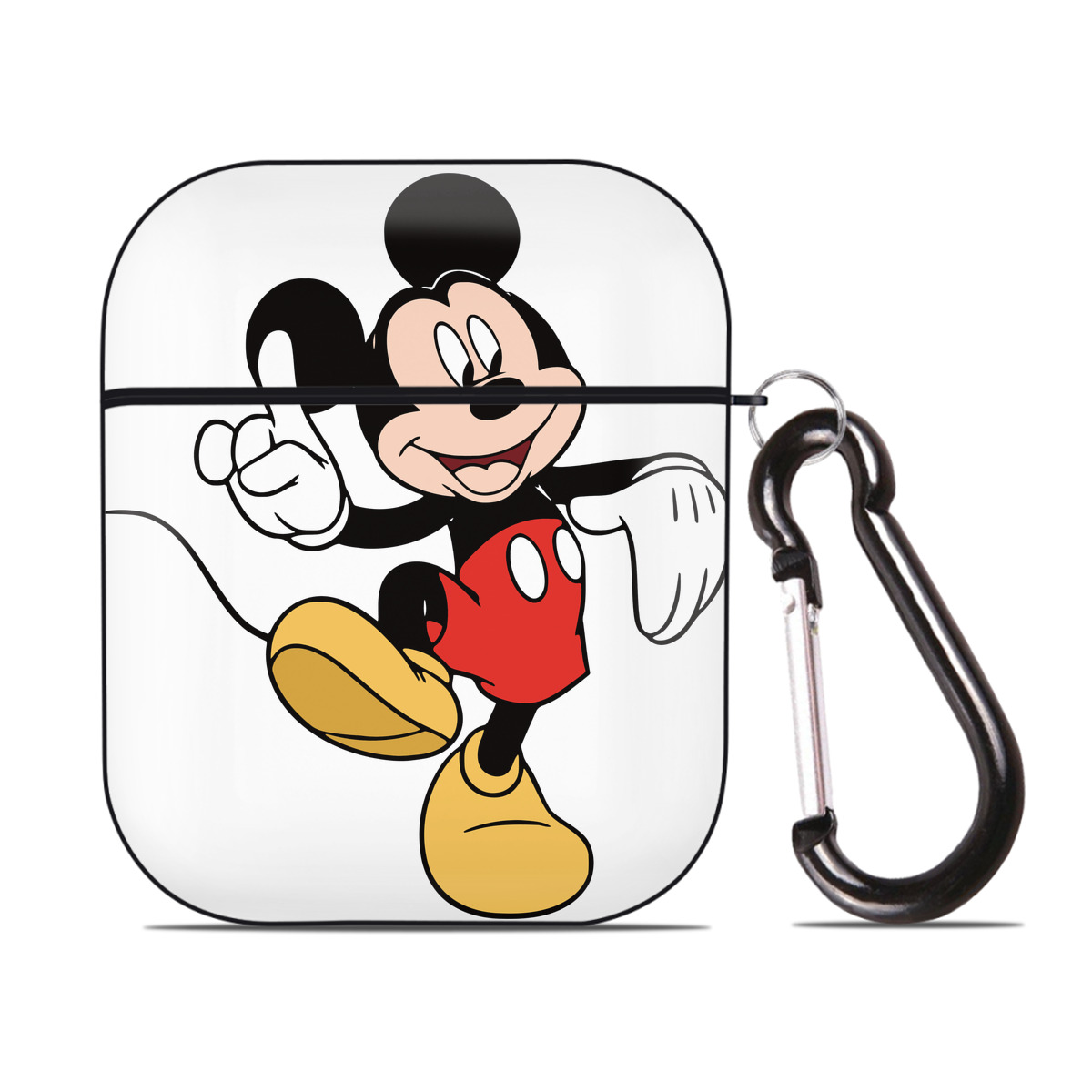 （画像用） ミッキーマウス Mickey Mouse AirPods 第2世代保護ケース ハードシェル ブラック 耐衝撃・防指紋・カラビナ付き