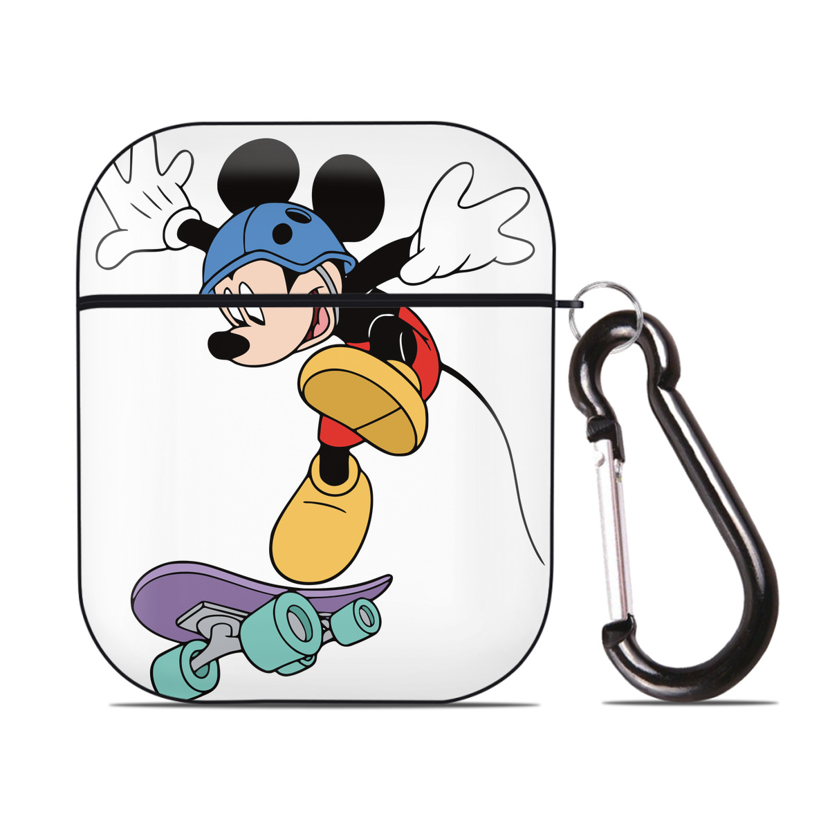 （画像用） ミッキーマウス Mickey Mouse AirPods 第2世代保護ケース ハードシェル ブラック 耐衝撃・防指紋・カラビナ付き