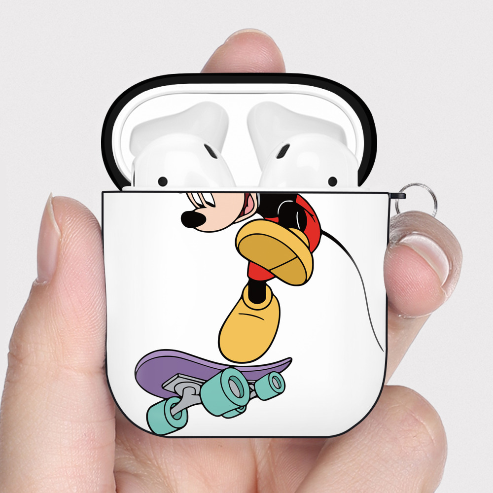（画像用） ミッキーマウス Mickey Mouse AirPods 第2世代保護ケース ハードシェル ブラック 耐衝撃・防指紋・カラビナ付き
