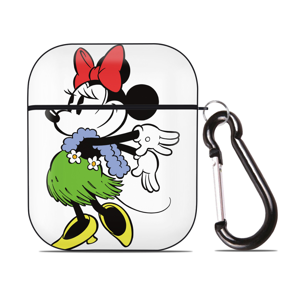 （画像用） ミッキーマウス Mickey Mouse AirPods 第2世代保護ケース ハードシェル ブラック 耐衝撃・防指紋・カラビナ付き