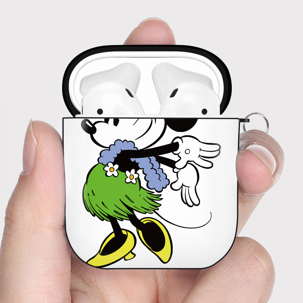 （画像用） ミッキーマウス Mickey Mouse AirPods 第2世代保護ケース ハードシェル ブラック 耐衝撃・防指紋・カラビナ付き
