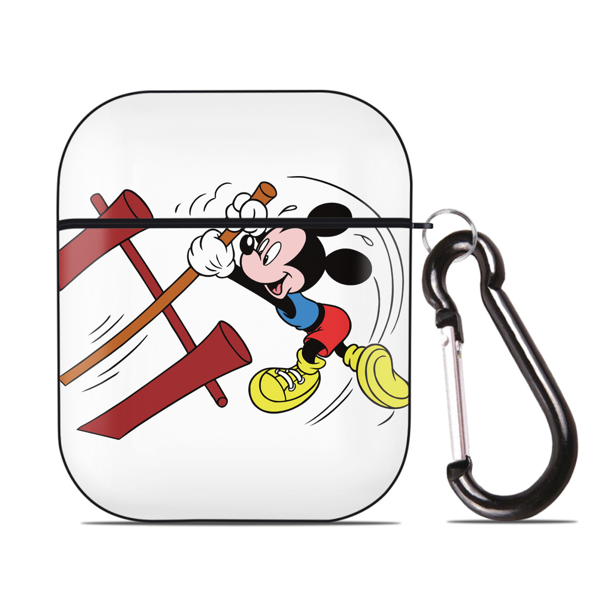 （画像用） ミッキーマウス Mickey Mouse AirPods 第2世代保護ケース ハードシェル ブラック 耐衝撃・防指紋・カラビナ付き