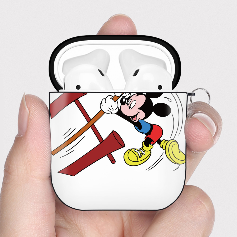 （画像用） ミッキーマウス Mickey Mouse AirPods 第2世代保護ケース ハードシェル ブラック 耐衝撃・防指紋・カラビナ付き