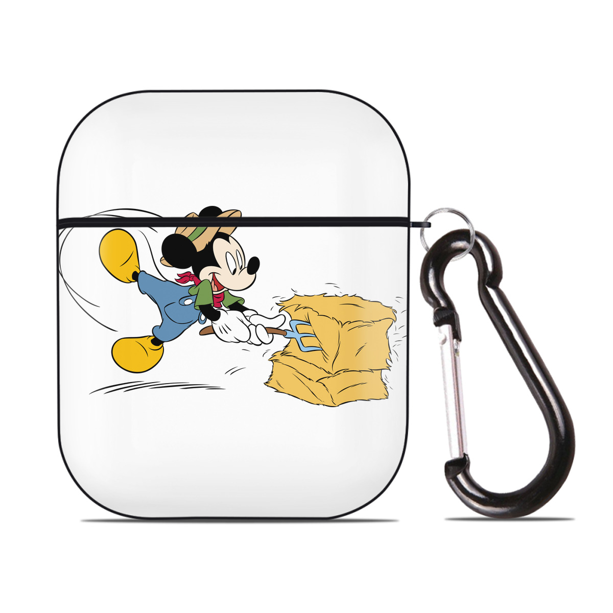 （画像用） ミッキーマウス Mickey Mouse AirPods 第2世代保護ケース ハードシェル ブラック 耐衝撃・防指紋・カラビナ付き