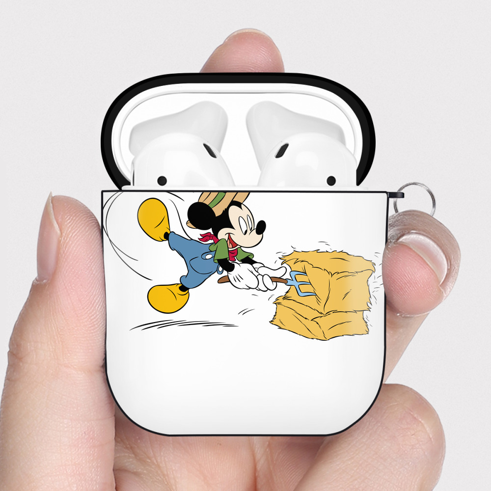 （画像用） ミッキーマウス Mickey Mouse AirPods 第2世代保護ケース ハードシェル ブラック 耐衝撃・防指紋・カラビナ付き