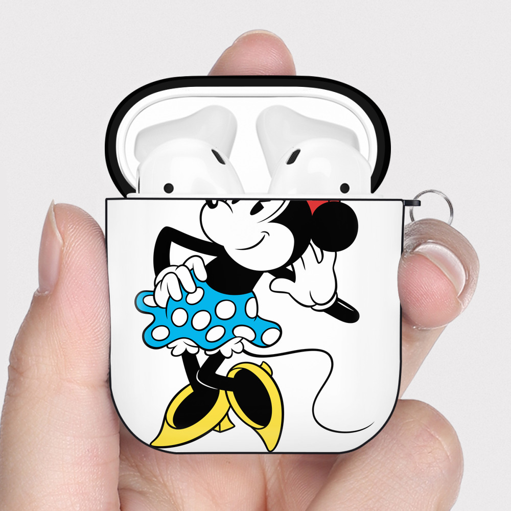 （画像用） ミッキーマウス Mickey Mouse AirPods 第2世代保護ケース ハードシェル ブラック 耐衝撃・防指紋・カラビナ付き