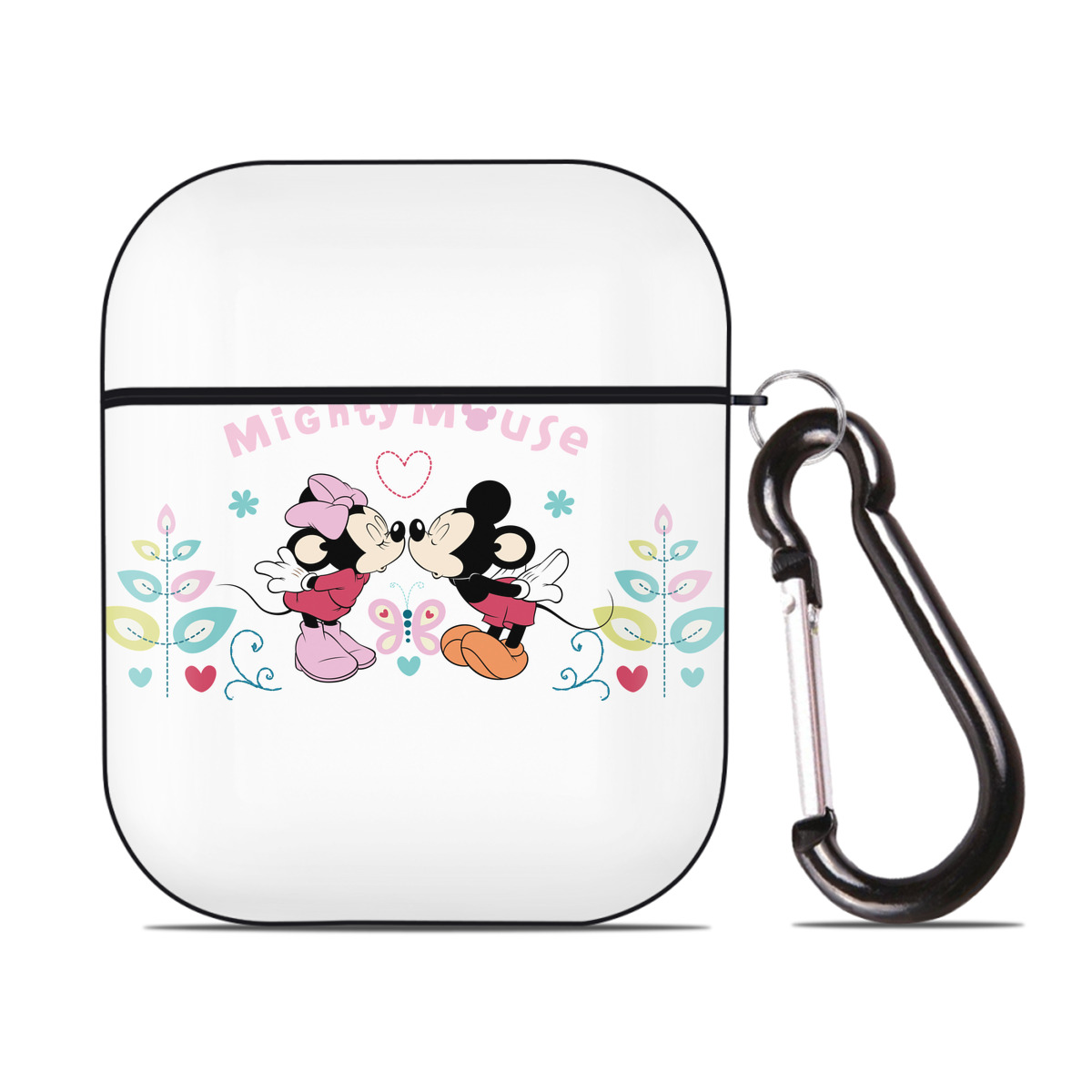 （画像用） ミッキーマウス Mickey Mouse AirPods 第2世代保護ケース ハードシェル ブラック 耐衝撃・防指紋・カラビナ付き