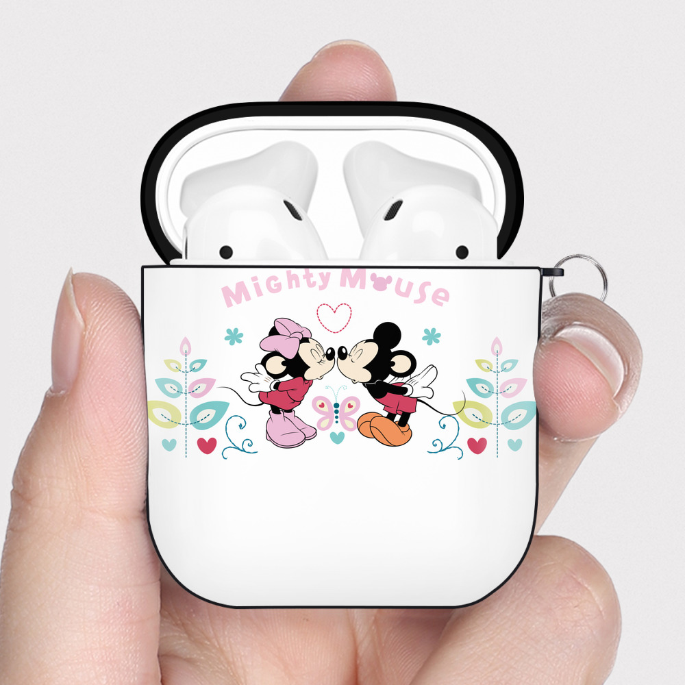 （画像用） ミッキーマウス Mickey Mouse AirPods 第2世代保護ケース ハードシェル ブラック 耐衝撃・防指紋・カラビナ付き
