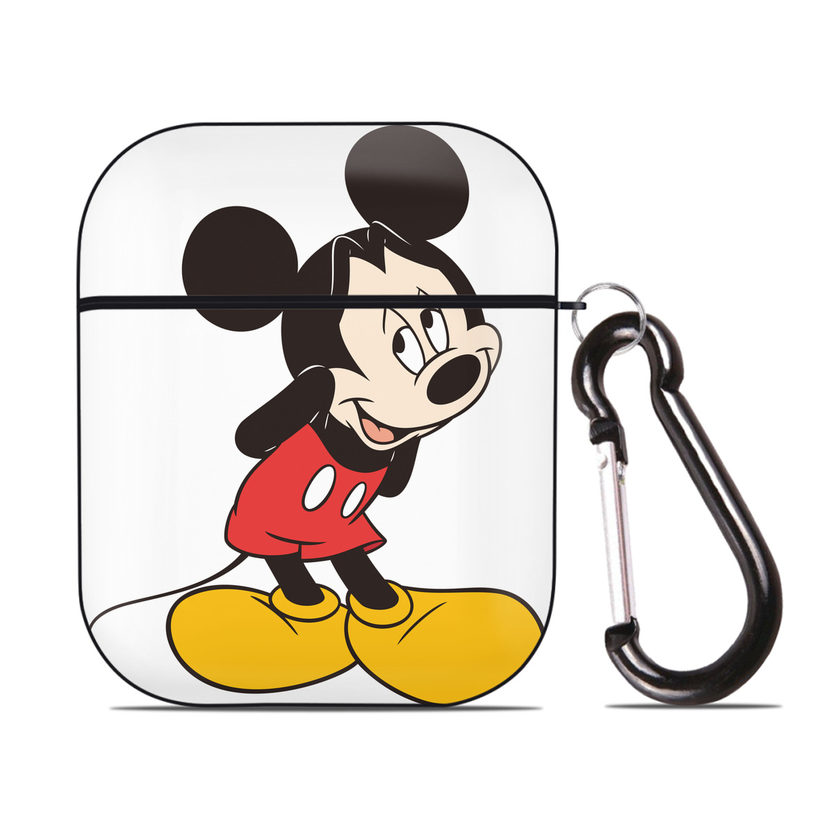 （画像用） ミッキーマウス Mickey Mouse AirPods 第2世代保護ケース ハードシェル ブラック 耐衝撃・防指紋・カラビナ付き