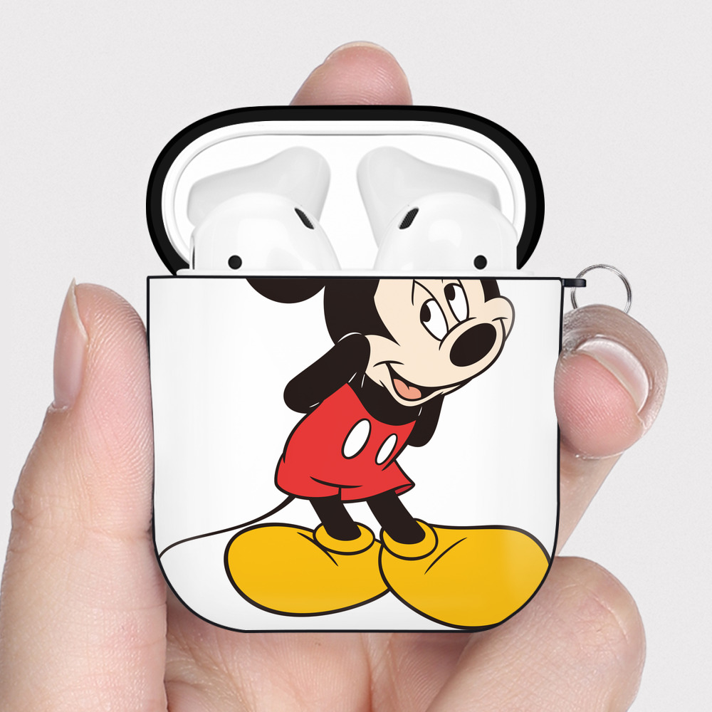 （画像用） ミッキーマウス Mickey Mouse AirPods 第2世代保護ケース ハードシェル ブラック 耐衝撃・防指紋・カラビナ付き