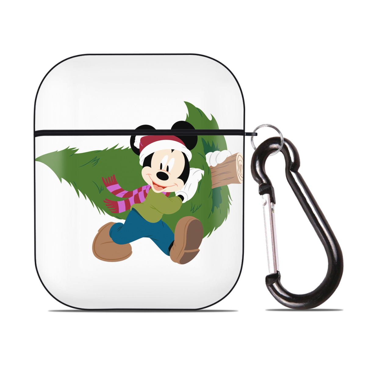 （画像用） ミッキーマウス Mickey Mouse AirPods 第2世代保護ケース ハードシェル ブラック 耐衝撃・防指紋・カラビナ付き
