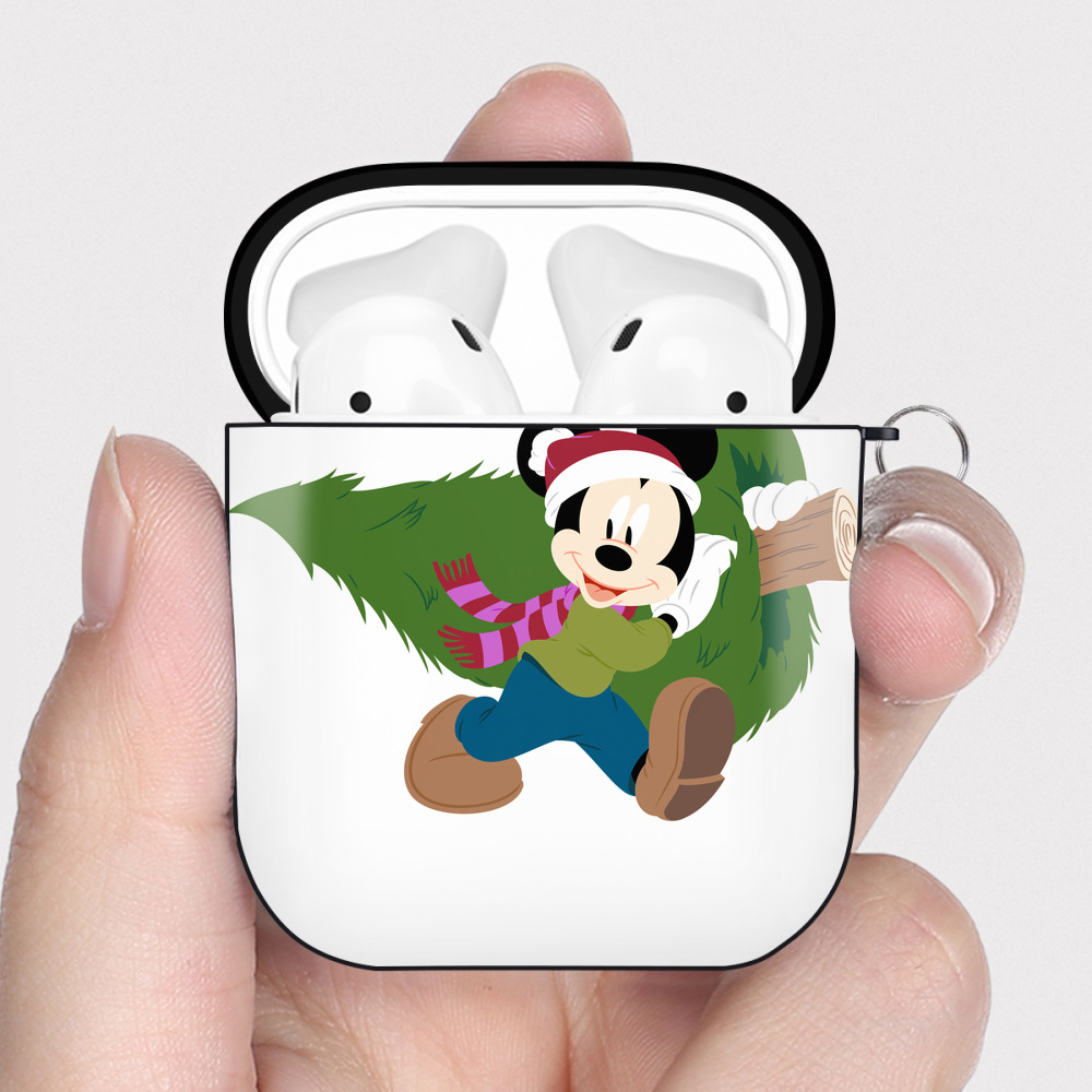 （画像用） ミッキーマウス Mickey Mouse AirPods 第2世代保護ケース ハードシェル ブラック 耐衝撃・防指紋・カラビナ付き