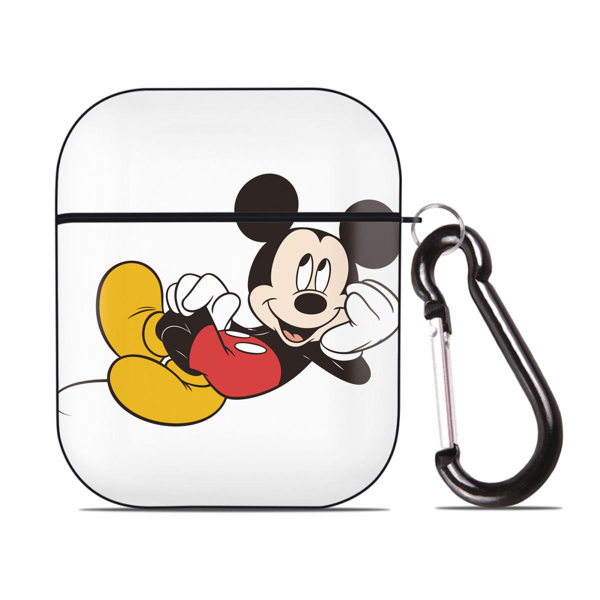 （画像用） ミッキーマウス Mickey Mouse AirPods 第2世代保護ケース ハードシェル ブラック 耐衝撃・防指紋・カラビナ付き
