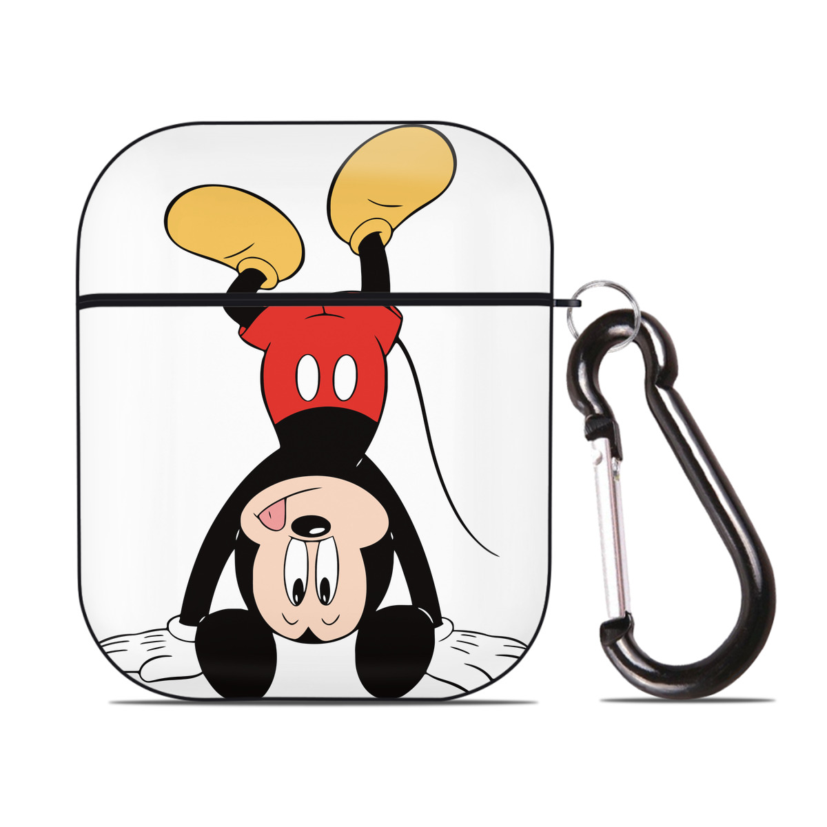 （画像用） ミッキーマウス Mickey Mouse AirPods 第2世代保護ケース ハードシェル ブラック 耐衝撃・防指紋・カラビナ付き
