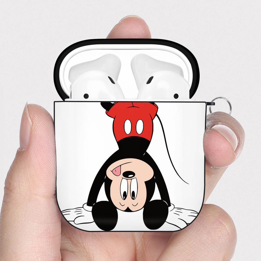 （画像用） ミッキーマウス Mickey Mouse AirPods 第2世代保護ケース ハードシェル ブラック 耐衝撃・防指紋・カラビナ付き