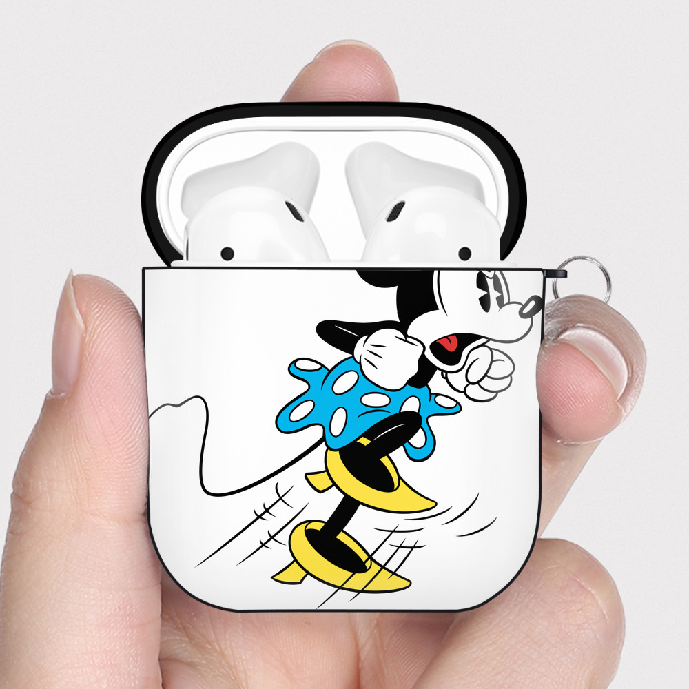 （画像用） ミッキーマウス Mickey Mouse AirPods 第2世代保護ケース ハードシェル ブラック 耐衝撃・防指紋・カラビナ付き