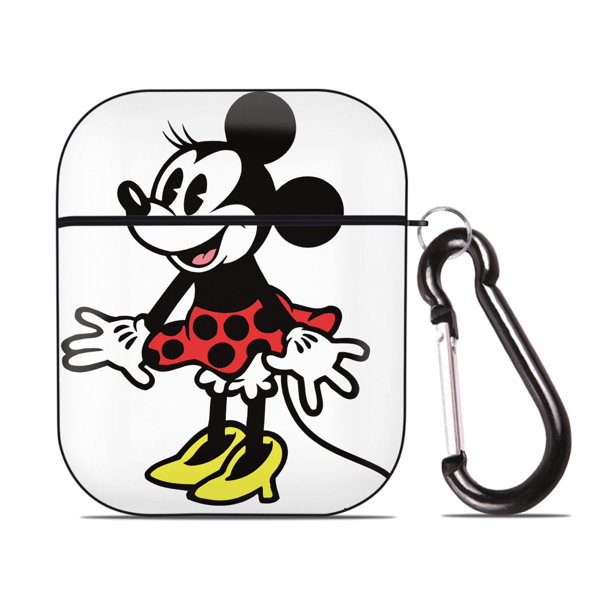 （画像用） ミッキーマウス Mickey Mouse AirPods 第2世代保護ケース ハードシェル ブラック 耐衝撃・防指紋・カラビナ付き
