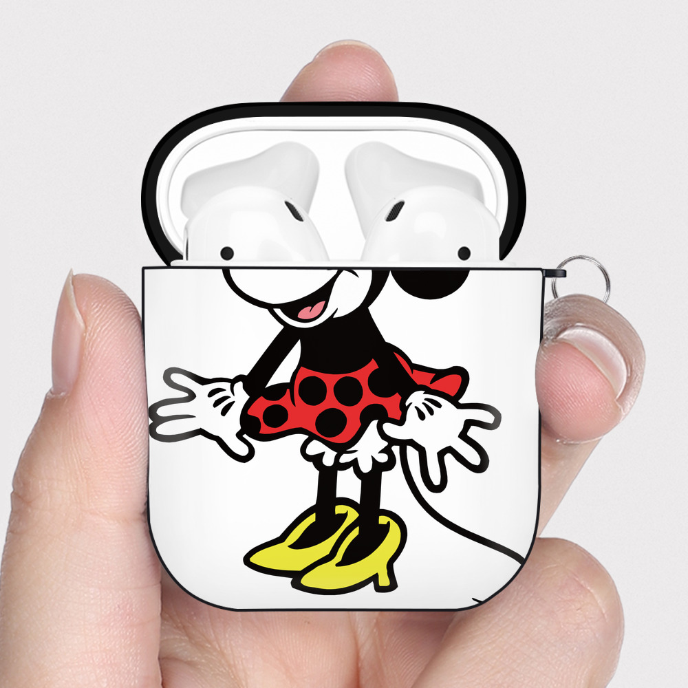 （画像用） ミッキーマウス Mickey Mouse AirPods 第2世代保護ケース ハードシェル ブラック 耐衝撃・防指紋・カラビナ付き