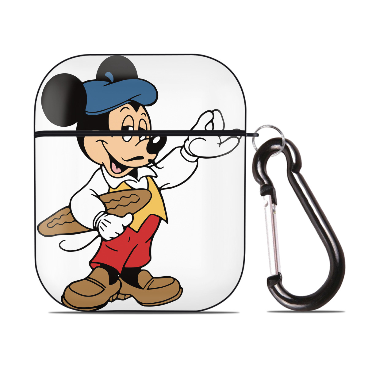 （画像用） ミッキーマウス Mickey Mouse AirPods 第2世代保護ケース ハードシェル ブラック 耐衝撃・防指紋・カラビナ付き