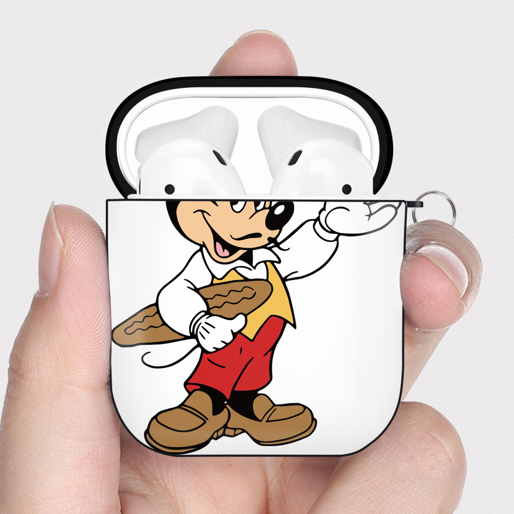 （画像用） ミッキーマウス Mickey Mouse AirPods 第2世代保護ケース ハードシェル ブラック 耐衝撃・防指紋・カラビナ付き
