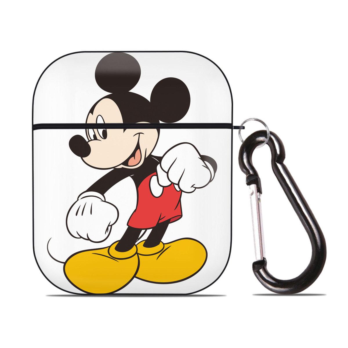 （画像用） ミッキーマウス Mickey Mouse AirPods 第2世代保護ケース ハードシェル ブラック 耐衝撃・防指紋・カラビナ付き