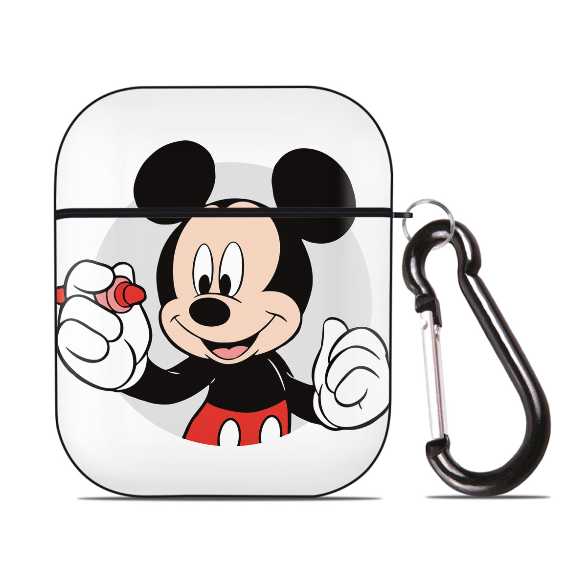 （画像用） ミッキーマウス Mickey Mouse AirPods 第2世代保護ケース ハードシェル ブラック 耐衝撃・防指紋・カラビナ付き
