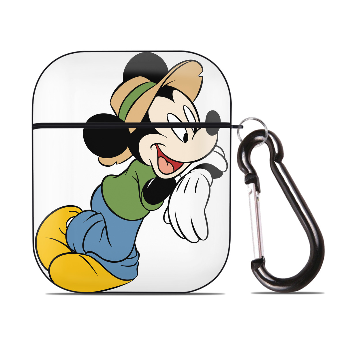 （画像用） ミッキーマウス Mickey Mouse AirPods 第2世代保護ケース ハードシェル ブラック 耐衝撃・防指紋・カラビナ付き