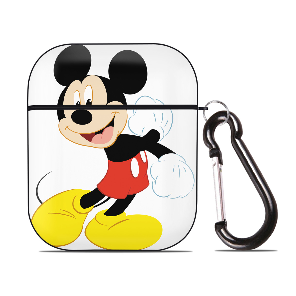 （画像用） ミッキーマウス Mickey Mouse AirPods 第2世代保護ケース ハードシェル ブラック 耐衝撃・防指紋・カラビナ付き