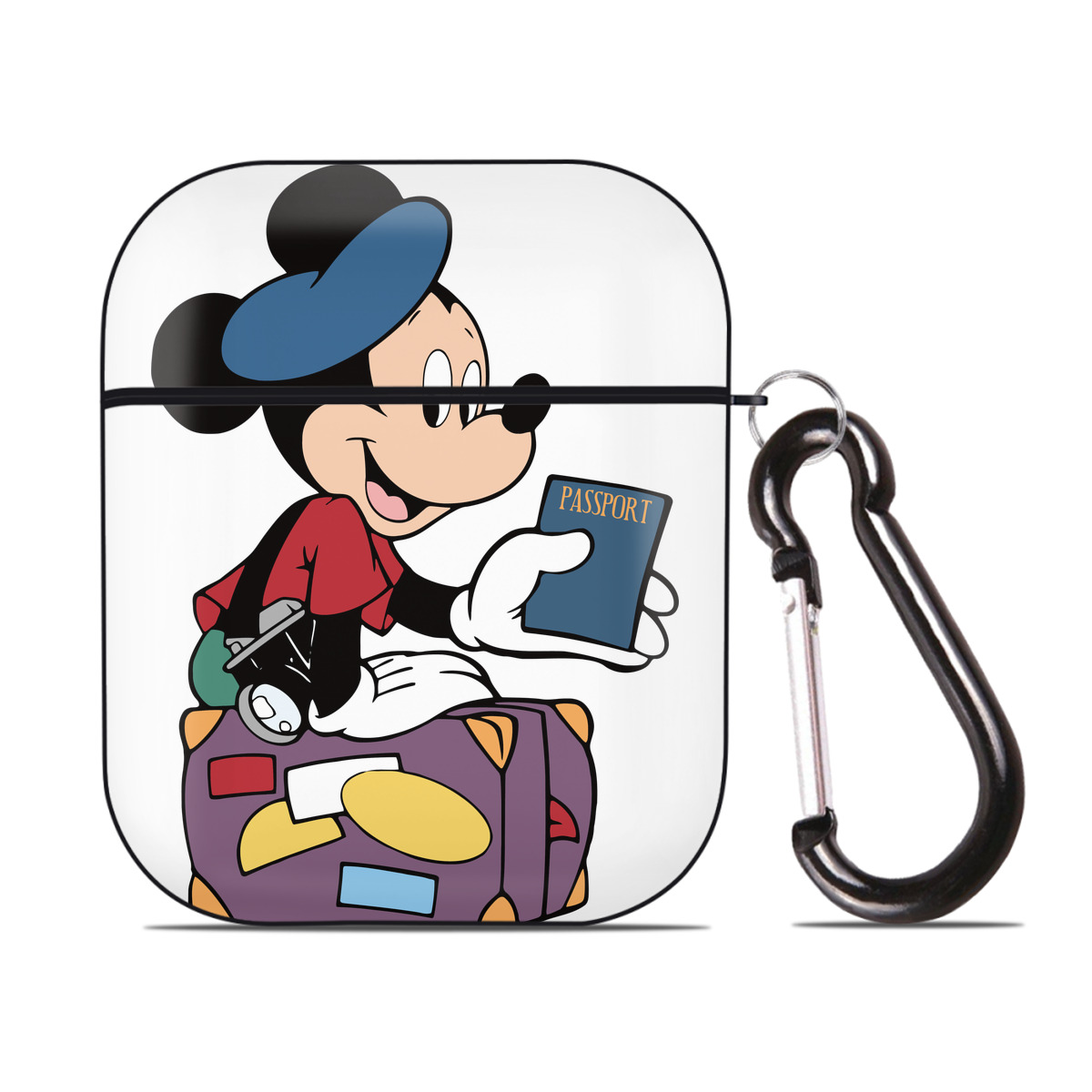 （画像用） ミッキーマウス Mickey Mouse AirPods 第2世代保護ケース ハードシェル ブラック 耐衝撃・防指紋・カラビナ付き