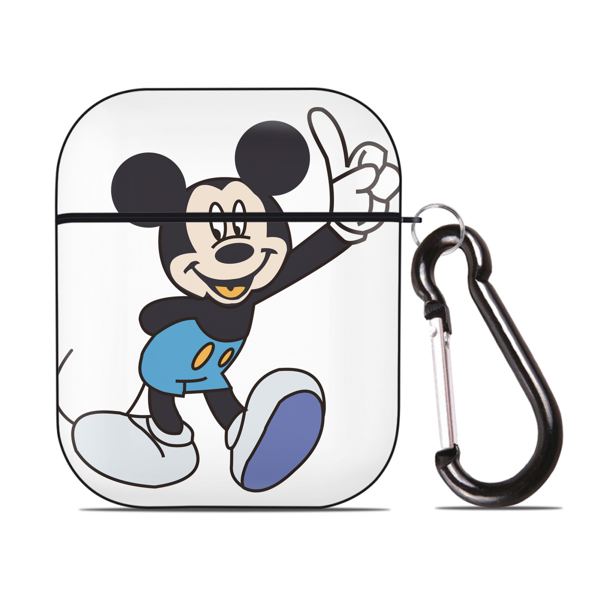 （画像用） ミッキーマウス Mickey Mouse AirPods 第2世代保護ケース ハードシェル ブラック 耐衝撃・防指紋・カラビナ付き