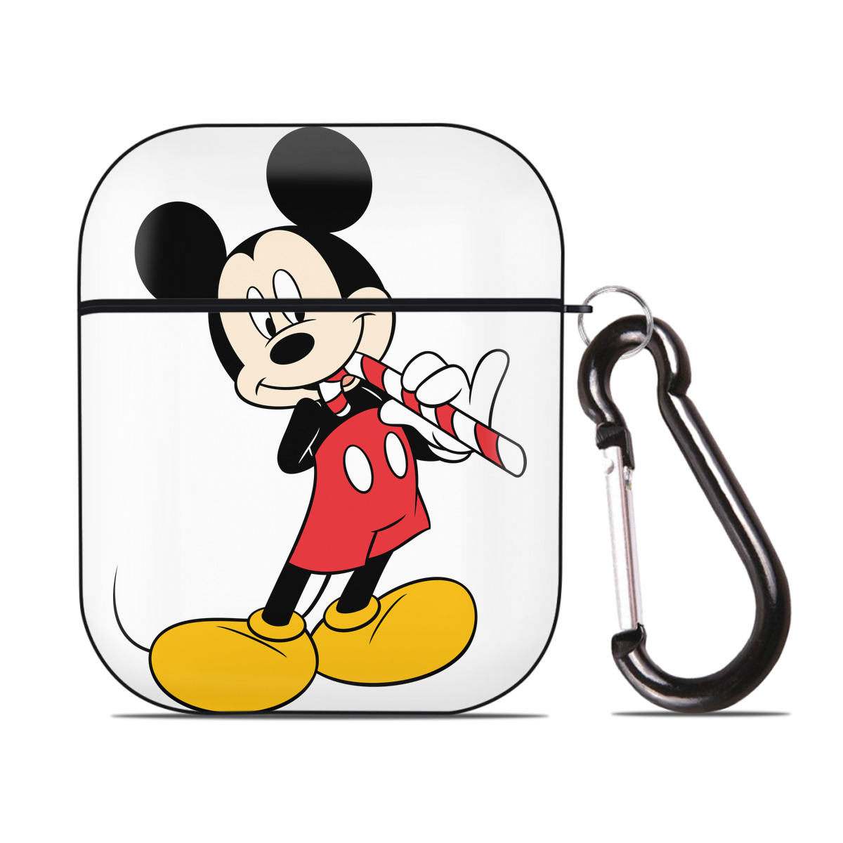 （画像用） ミッキーマウス Mickey Mouse AirPods 第2世代保護ケース ハードシェル ブラック 耐衝撃・防指紋・カラビナ付き