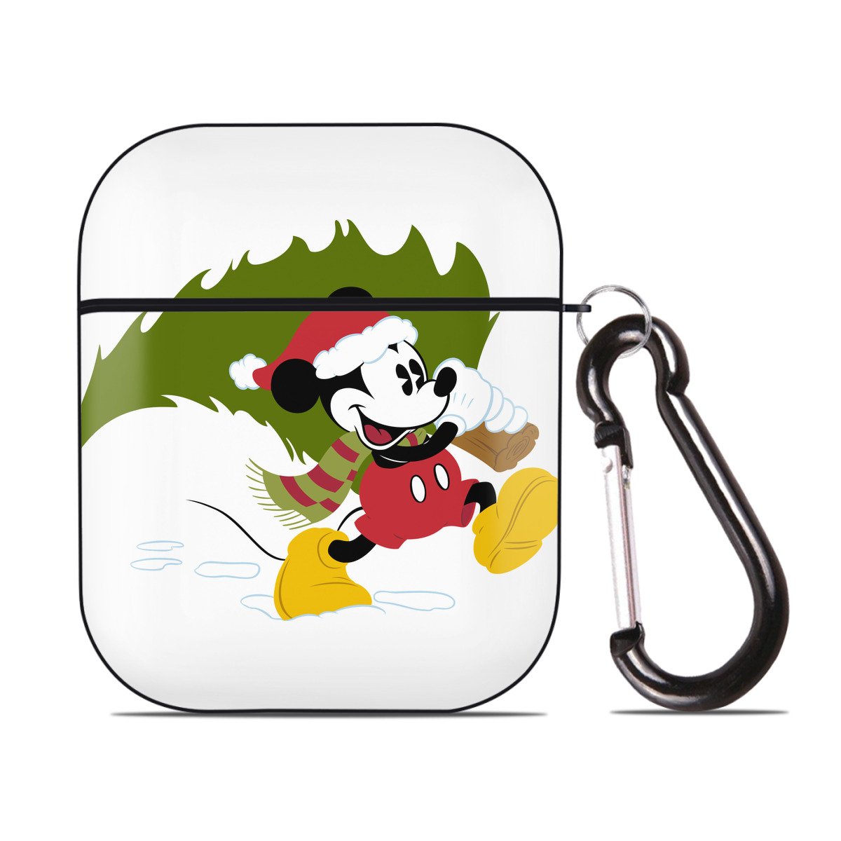 （画像用） ミッキーマウス Mickey Mouse AirPods 第2世代保護ケース ハードシェル ブラック 耐衝撃・防指紋・カラビナ付き