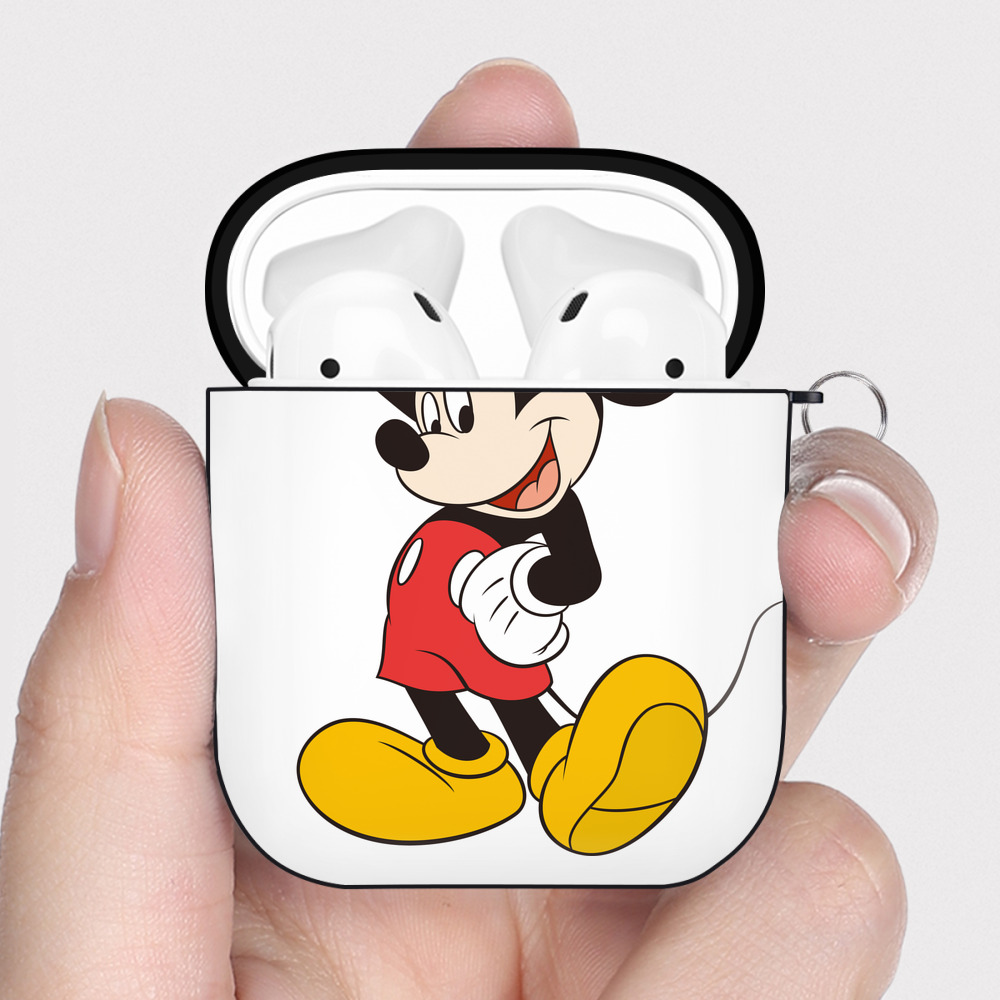 （画像用） ミッキーマウス Mickey Mouse AirPods 第2世代保護ケース ハードシェル ブラック 耐衝撃・防指紋・カラビナ付き