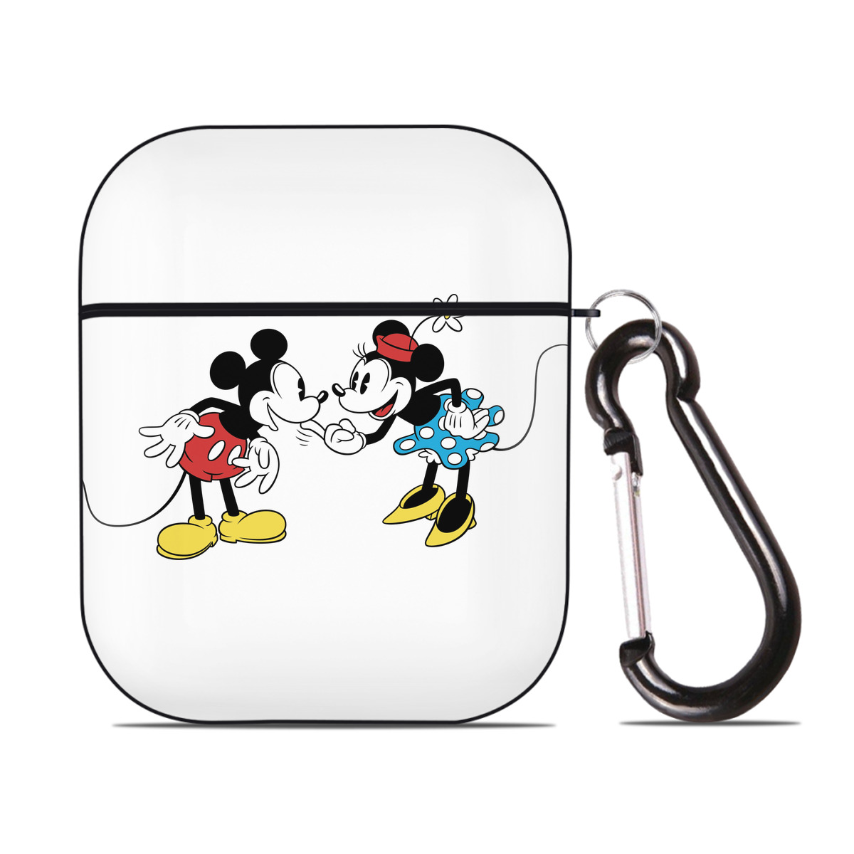 （画像用） ミッキーマウス Mickey Mouse AirPods 第2世代保護ケース ハードシェル ブラック 耐衝撃・防指紋・カラビナ付き