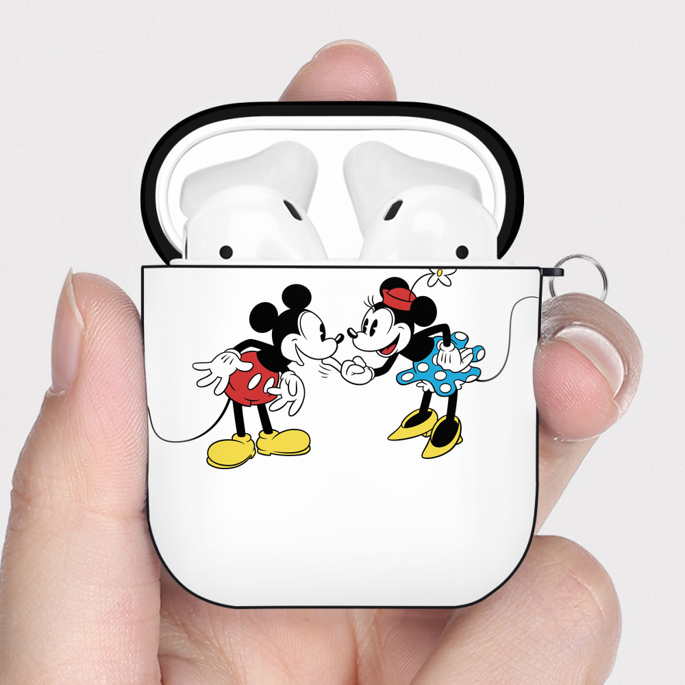 （画像用） ミッキーマウス Mickey Mouse AirPods 第2世代保護ケース ハードシェル ブラック 耐衝撃・防指紋・カラビナ付き